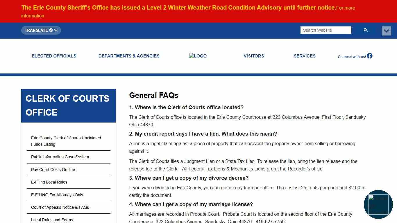 Clerk of Courts FAQs